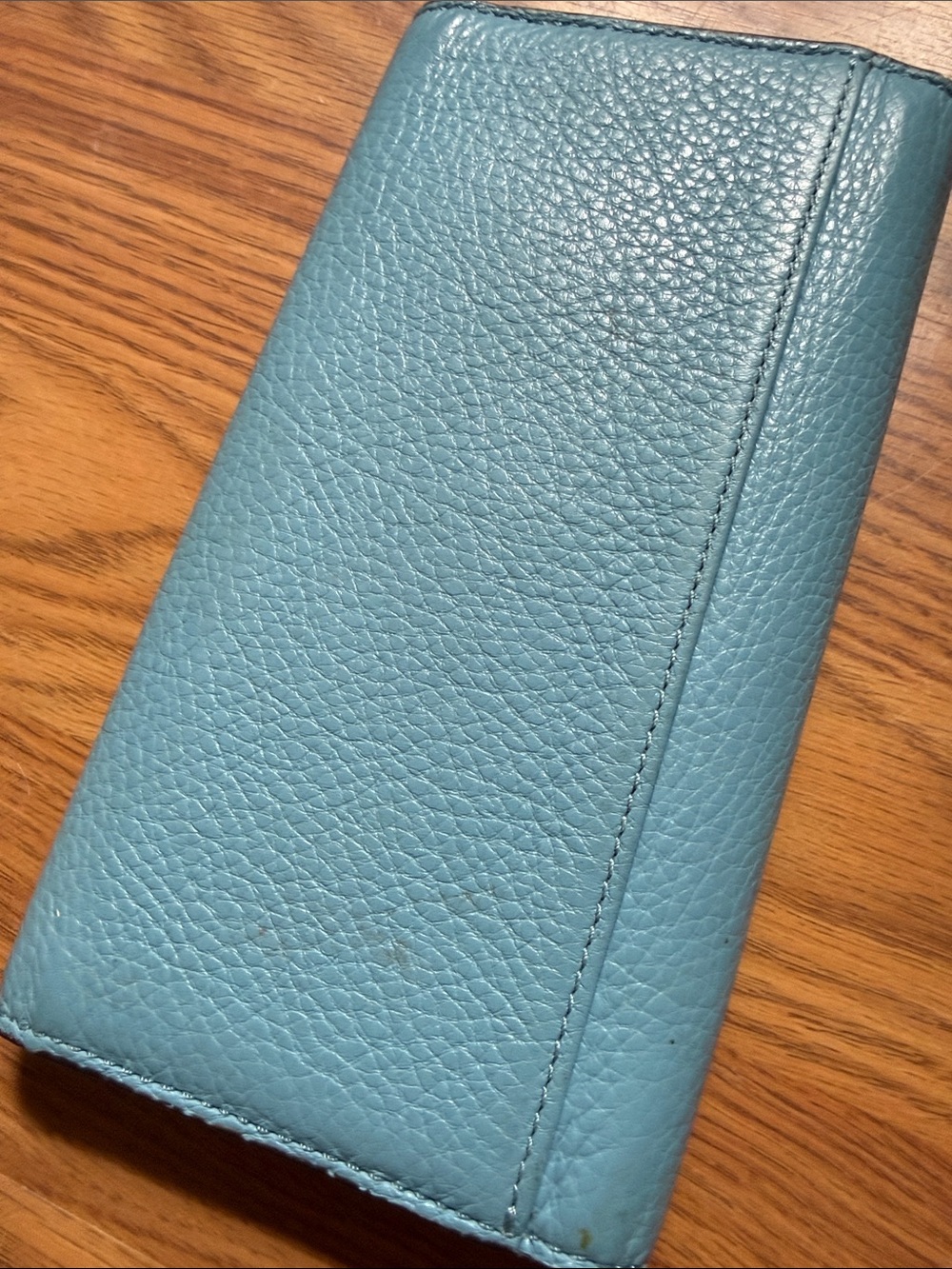 Coach Pebbled Leather Continental Wallet in Turquoise Blue - Picture 4 of 6